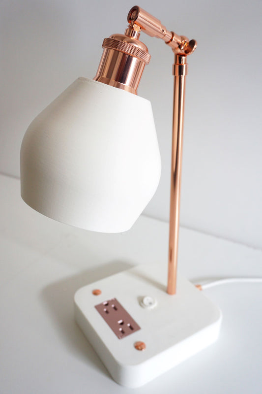 Rose Gold Desk lamp with outlet