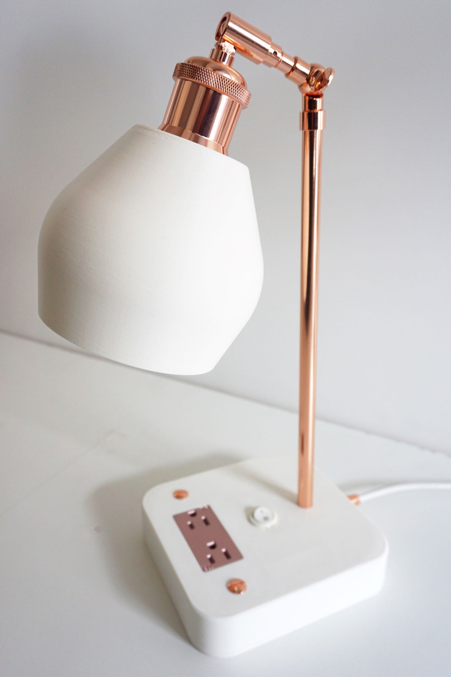 Rose Gold Desk lamp with outlet