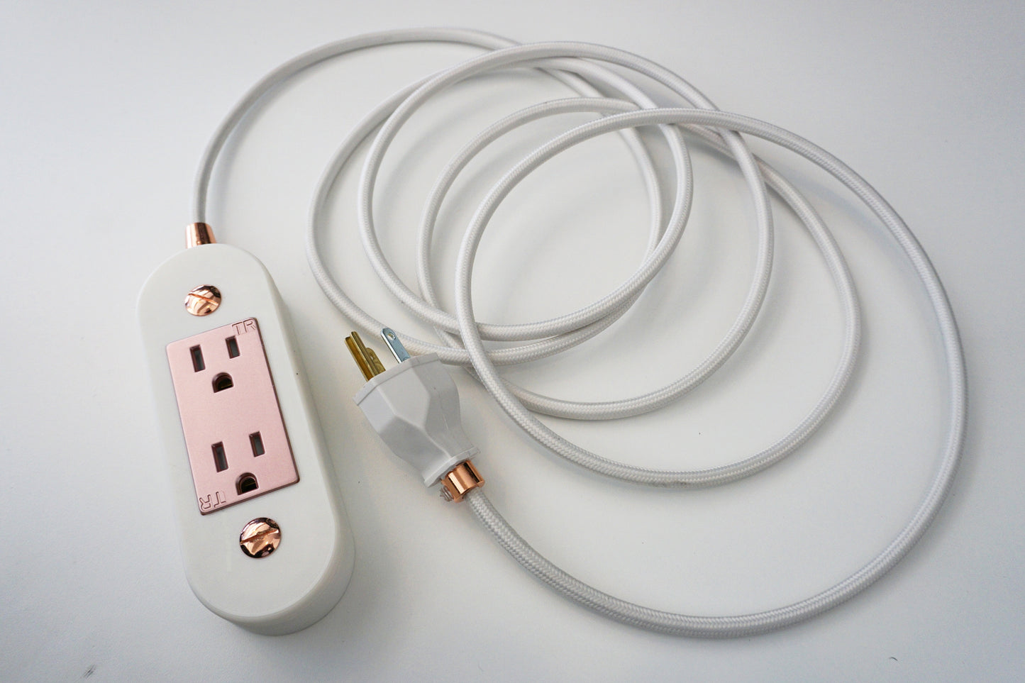 White & Rose Gold Wall Outlet Extension Cord