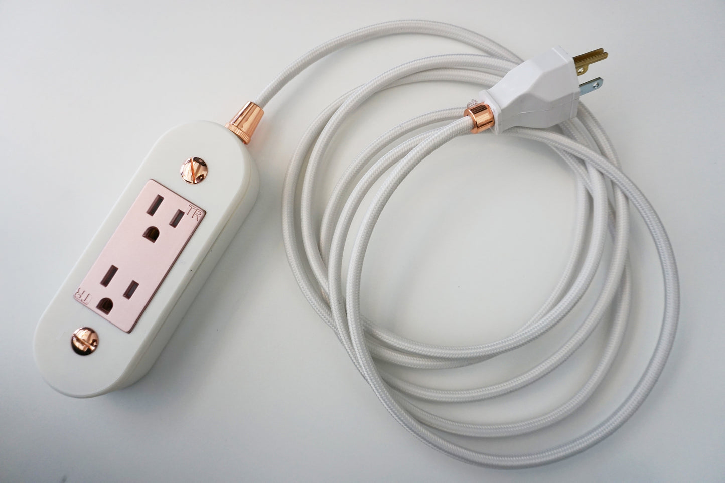White & Rose Gold Wall Outlet Extension Cord