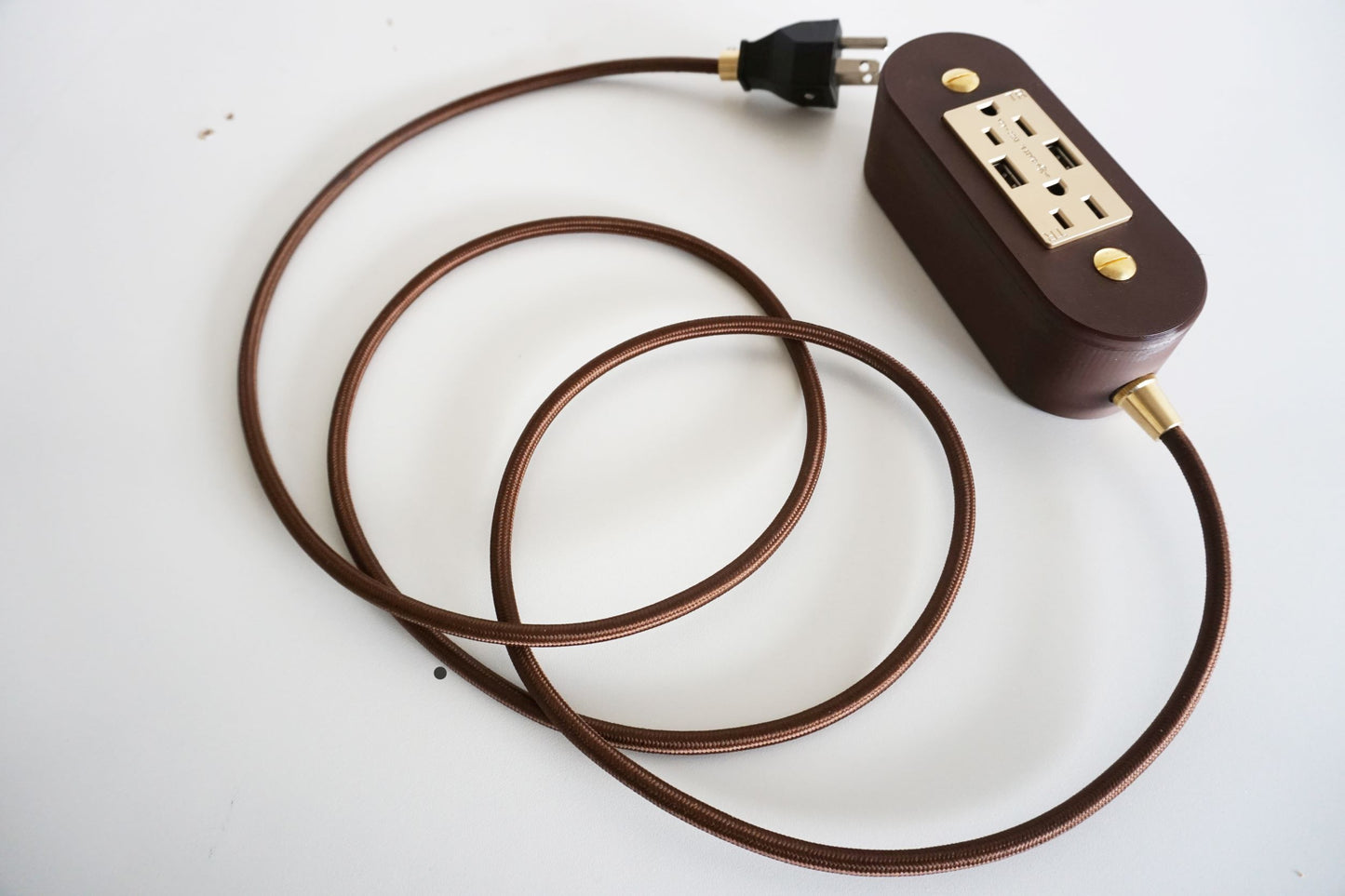 Brown & Gold Wall outlet Extension cord with USB