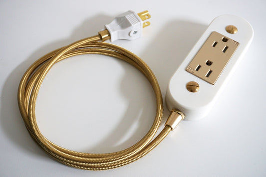White & Gold Wall Outlet Extension Cord