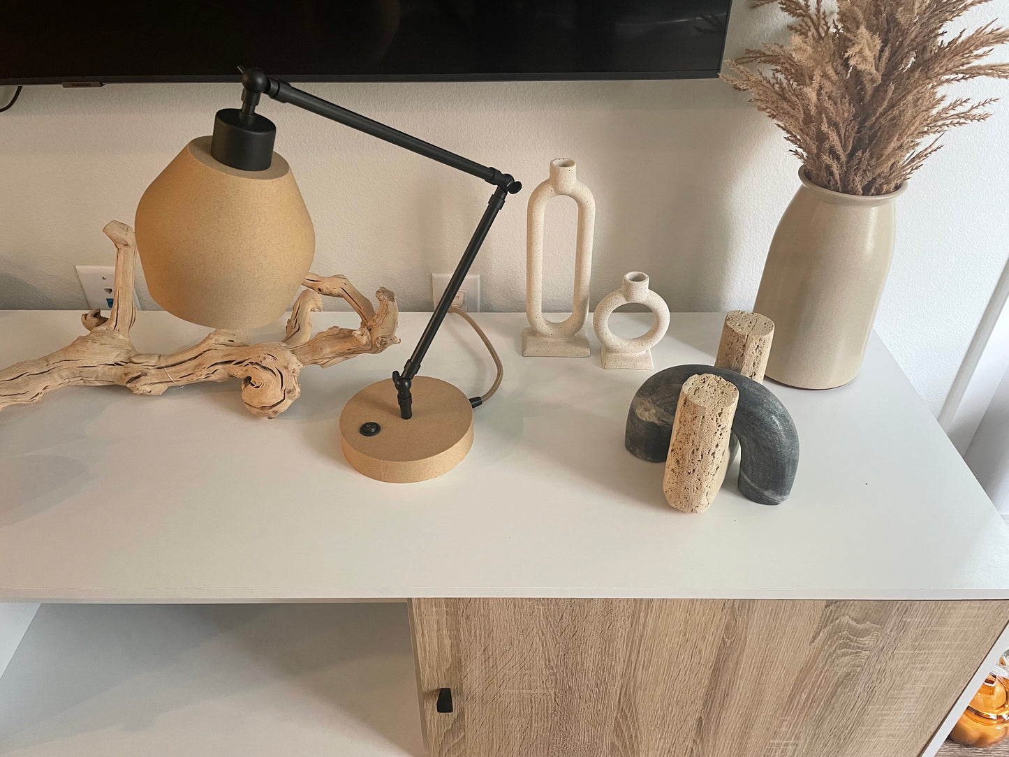 Black and Gold Plug Desk lamp with outlet
