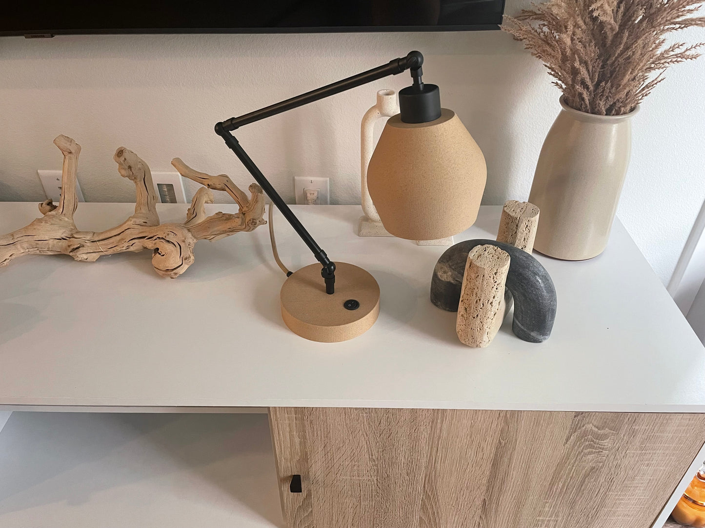 Black and Gold Plug Desk lamp with outlet
